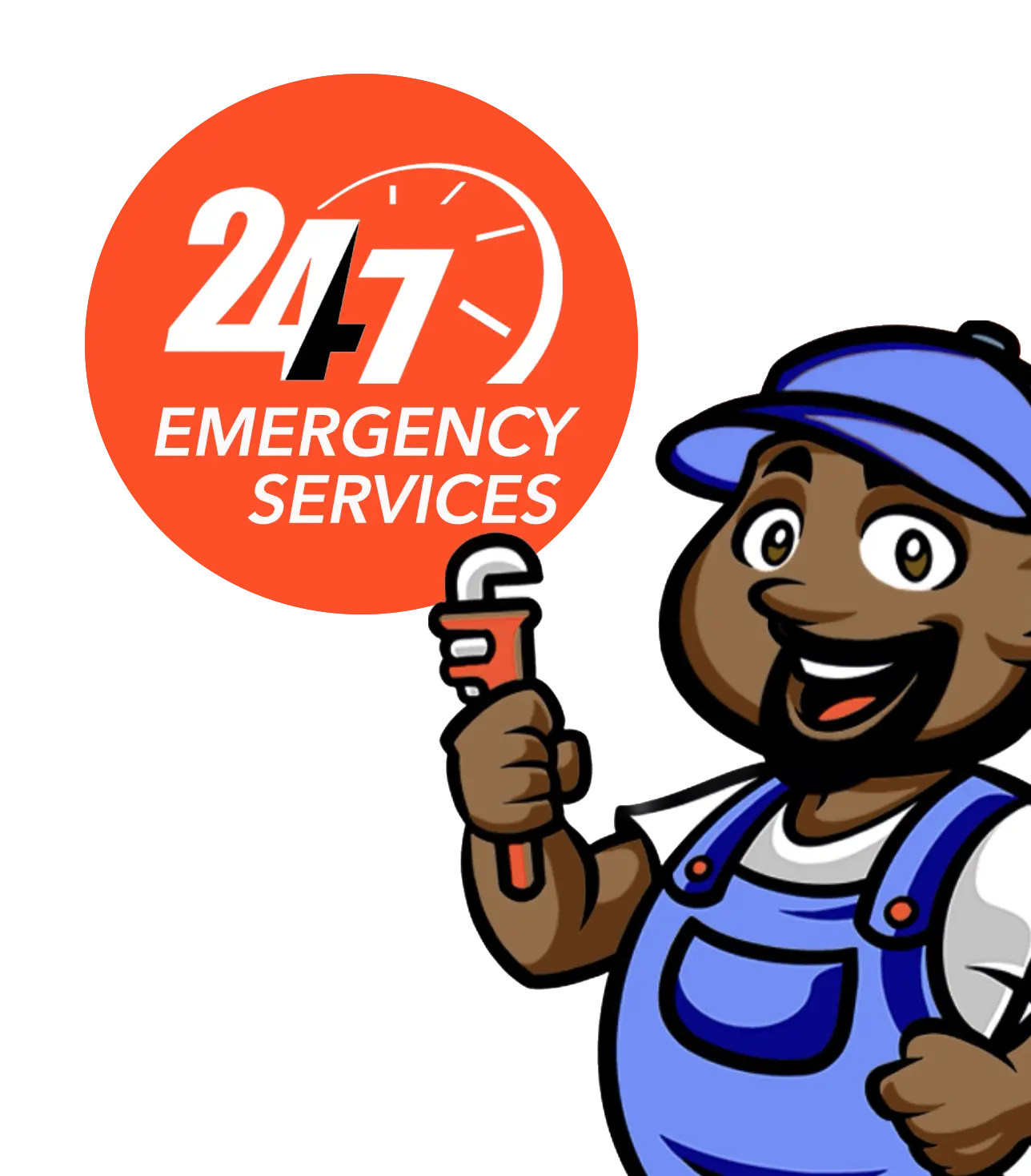 24/7 emergency plumbing services graphic from Warrior Drain Cleaning & Plumbing Services serving Sauk Rapids, MN.